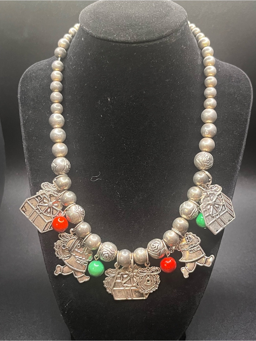 Christmas Grinch inspired charm necklace 17”